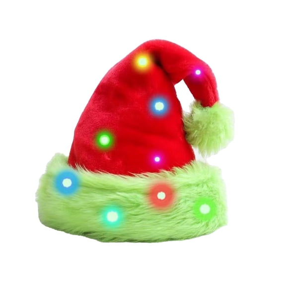 geerera Light Up Christmas Hat, LED Santa Hat Holiday for Adults, Xmas Hat for Christmas New Year Festive Holiday Party Supplies