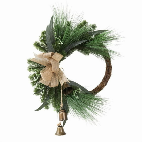 geerera Linen Bow Wreath, Textured Front Door Decor, Outdoor Courtyard Wreath, for Main Entryway, Porch Display, Seasonal Home Decor