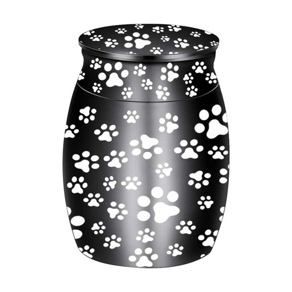 geerera Mini Pet Memorial Small Urns for Dog and Cat Ashes, Stainless Steel Cremation Urn, Pet Paw Print Keepsake Urn for Ashes, 1.57x1.18 inch