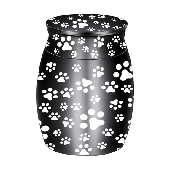 geerera Mini Pet Memorial Small Urns for Dog and Cat Ashes, Stainless Steel Cremation Urn, Pet Paw Print Keepsake Urn for Ashes, 1.57x1.18 inch