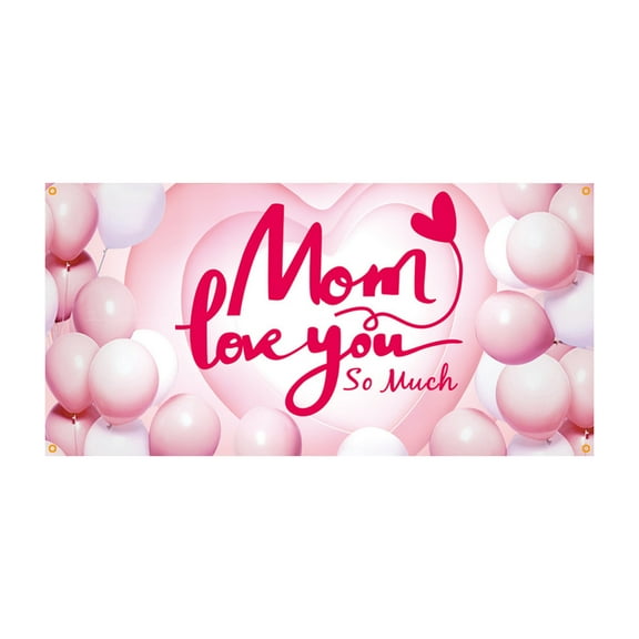 geerera Mother's Day Background Cloth, Venue Layout Hanging Flag,Thanks Mother Party Photoshoot Backdrops for Indoor or Yard 70.9 X 35.4 Inches
