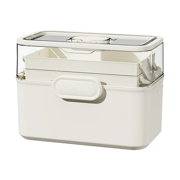 geerera Multi-Layer Transparent Medicinedd Storage Box, Plastic First Aid Box Empty, Medicinedd Caddy with Lids Handles for Home