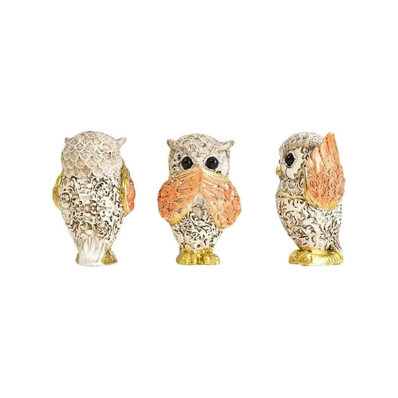 geerera Owl Statue, 3 Lovely Owl Figurines for Shelf, Living Room Bedroom Office Desktop, Bookshelf, Animal Sculptures Gifts,Small Decor Accents Items for Birds Lovers