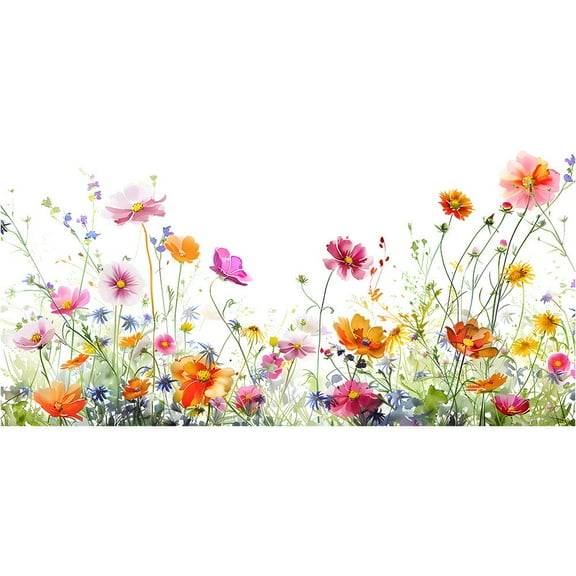 geerera Painted Flowers Window Stickers, Glass Door Decals, Leaves Design Room Decor, Suitable for Living Room, Bedroom, Home Beautification