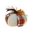 thumbnail image 1 of geerera Plaid Pumpkin with Leaf Fall Harvest Pumpkin Decoration,Knitted Pumpkin Ornament, Colorful Simulation Window Decoration, for Party Decor, Fall Festival Display, 1 of 6