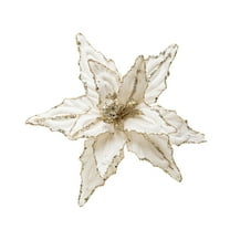 geerera Poinsettia Velvet Glitter Flowers, Artificial Magnolia Christmas Ornaments, Sparkling Floral Tree Decor, for Wedding Parties, New Year Celebrations, Holiday DIY Projects