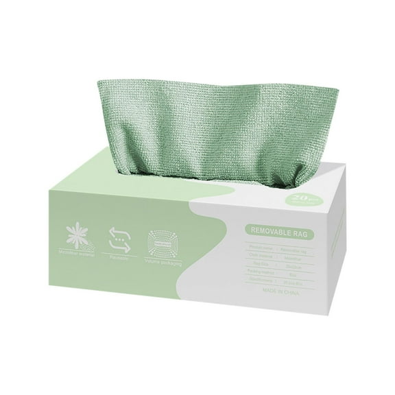 geerera Pull Out Washing Cloth Tissue Box, 20 Pcs Microfiber Cleaning Cloths, Absorbent Lazy Wipes for Kitchen or Household, Car, Windows and More, Soft Wash Rags Dish Towels for Wet Dry Use