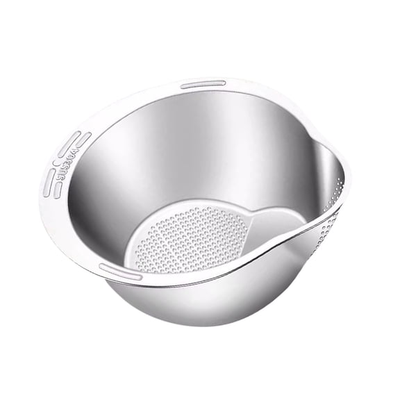 geerera Rice Washer Strainer Bowl - 4-in-1 Washing Bowl For Quinoa,Stainless Steel Rinser With Side Drainers Small Colander For Cleaning Rice, Grains, Legumes, Vegetables And Beans Versatile 9.5inch