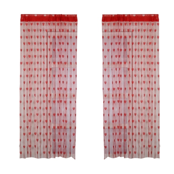 geerera Romantic Heart String Curtain - Tassel Window Divider for Living Room & Bathroom, Doorway Beaded Decor with Thread Line Curtains, Home Decoration