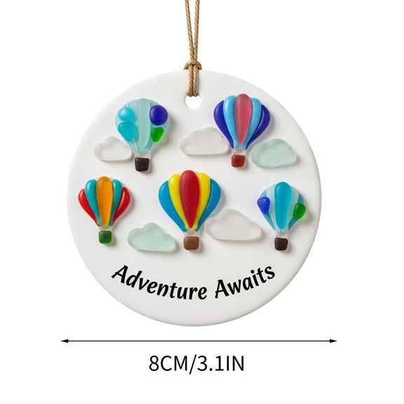 geerera Round Sea Glass Ornament, Family Affection Keepsake Decor, Christmas Tree Pendant for Family Gift, Coastal Home Display