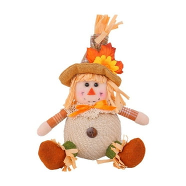 geerera Scarecrow Doll Decor, Handmade Thanksgiving Harvest Figurine, Autumn Shelf Display for Home, Table Centerpiece, Holiday Housewarming Gift