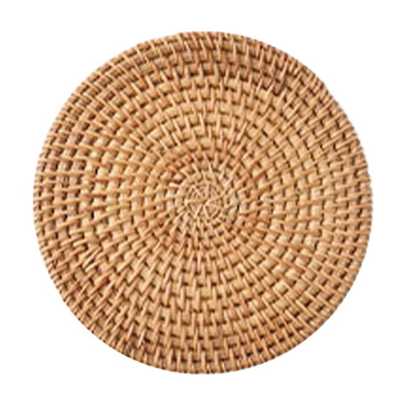 geerera Set of 2 Woven Rattan Placemats, Round Weave Table Mats, Handcrafted Insulation Pads for Dining, Kitchen, Hot Dishes