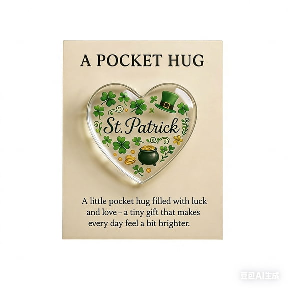 geerera Shamrock Pocket Hug Token, Four Leaf Clover Keepsake Card, for St. Patrick's Day Gift Exchange, Employee Appreciation, Friend & Family Gift