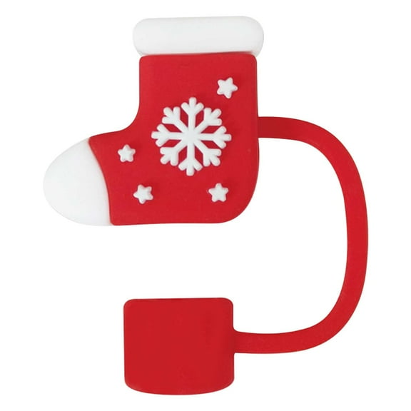 geerera Silicone Christmas Straw Cover, Reusable Straw Sleeve, 0.4 Inch Diameter Straw Cover, for Holiday Parties, Home Use, Water Bottle Protection