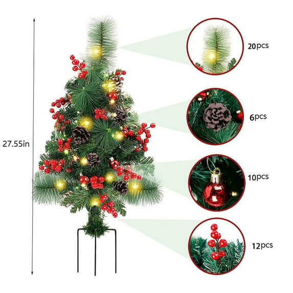 geerera Solar LED Christmas Tree Light, Plug-In Garden Decoration, Outdoor Holiday Lighting, for Garden Pathway Cemetery Decorations