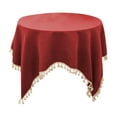 thumbnail image 1 of geerera Solid Color Square Tablecloth, 36x36 Inch Cotton-linen Cover, Farmhouse Tassel Table Cloth, for Kitchen Cafe Restaurant Decoration, 1 of 6