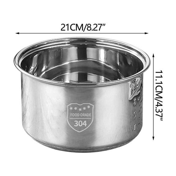 geerera Stainless Steel Inner Pot For Multifunctional Rice Cookers, Non Stick Electric Cooker Pot ,A durable replacement option that swaps out your old pot,ensuring long - lasting use,8.27x4.37 inch