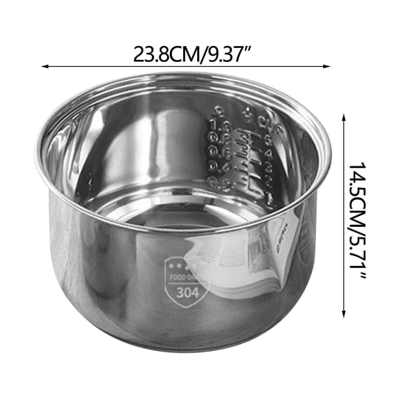 geerera Stainless Steel Inner Pot For Multifunctional Rice Cookers, Non Stick Electric Cooker Pot ,A durable replacement option that swaps out your old pot,ensuring long - lasting use,9.37x5.71 inch