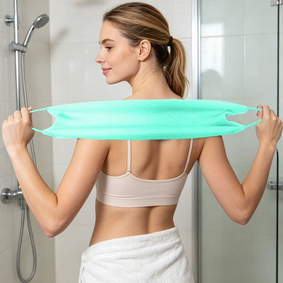 geerera Stretchy Exfoliating Back Scrubber with Handles, 20x8 Inch Two Sides for Body Shower Deep Cleans Skin Massages Invigorating Blood Circulation Men Women