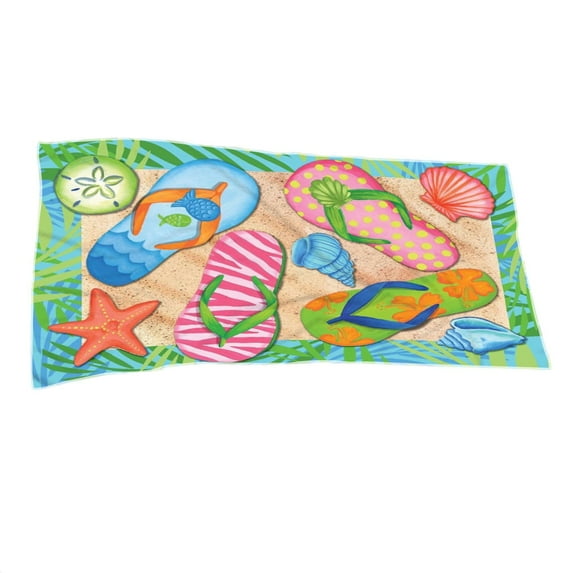 geerera Summer Beach Slippers Beach Towel, Microfiber Double-sided Velvet Beach Towel, Swimming Towel, Sand Free Quick Dry for Travel Pool Yoga Gym Sports Beach Accessories Vacation Essential Gift