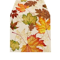 geerera Thanksgiving Table Runner, Table Mat with Pumpkin and Maple Leaf Print, for Dining Room Decor, Holiday Buffet, Party Setting, 13X71 Inch