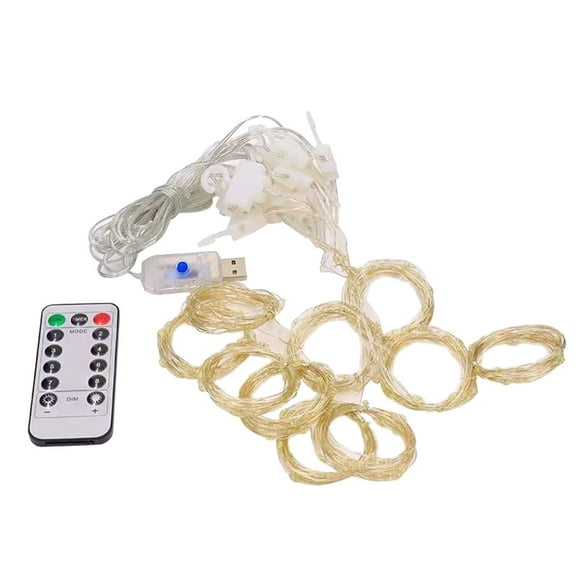 geerera USB Remote LED Curtain Lights, Multifunctional String Lights, Copper Wire Holiday Decor, 8 Lighting Modes, for Home Christmas Wedding Party