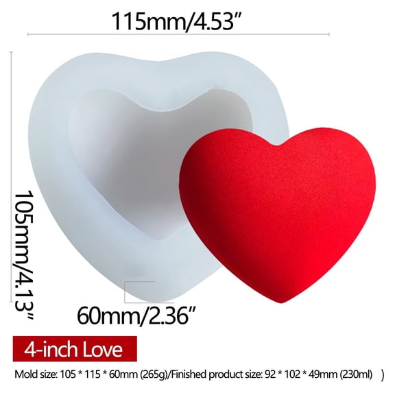 geerera Valentine’s Day 3D Heart Shape DIY Casting Craft for Candles, Handmade Soap Making, Epoxy Resin Art, Heart-Shaped Silicone Mold for Chocolate Candy Cake Jelly