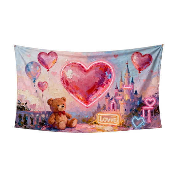 geerera Valentines Day Wall Tapestry, 71x43 Inch Large Room Decor and Wall Hanging, Festival Party Backdrop and Bed Cover, Home Decor, Holiday Ambiance