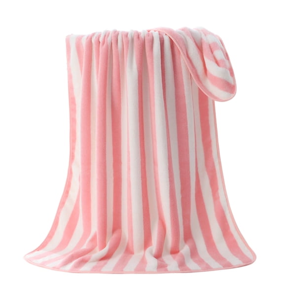 geerera Velvet Bath Towel, Towel for Adult Daily Use , Absorbent Dry Hair Towel, Soft Lightweight Beach Towel Strip Patterned Bath Towel for Home Sauna Beach Pool Gym Travel