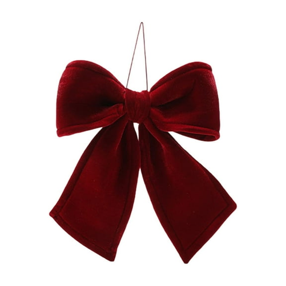geerera Velvet Christmas Bow, 3D Wine Red Bow Ornament, for Gift Wrapping Crafts, Wreath Garland, Xmas Tree Party Decor Easy Hanging 12.6"x13.8"