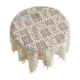 thumbnail image 1 of geerera Vintage Style Crochet Tablecloth Cotton Lace Beige Tablecloth Table Mat Round Dining Table Table Decoration Wedding Home Party Decoration with Tassels Washable 24x24 inch, 1 of 6