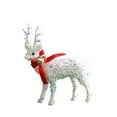 thumbnail image 1 of geerera White Flocked Christmas Reindeer Figurine, Elk Decor with Red Bow Scarf, for Home Decor, Christmas Party Decoration, Winter Tabletop Display, 1 of 6