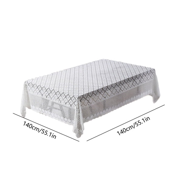 geerera White Lace Tablecloth, Square Tablecloth, 55x55 Inch, Vintage Floral Embroidered Sheer Crochet Table Covers for Parties, Weddings, Dining Table