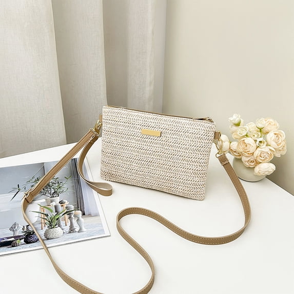 geerera Woven Straw Shoulder Bag Fashion Envelope Clutch Crossbody Handbag for Women Ladies Summer Beach Tote