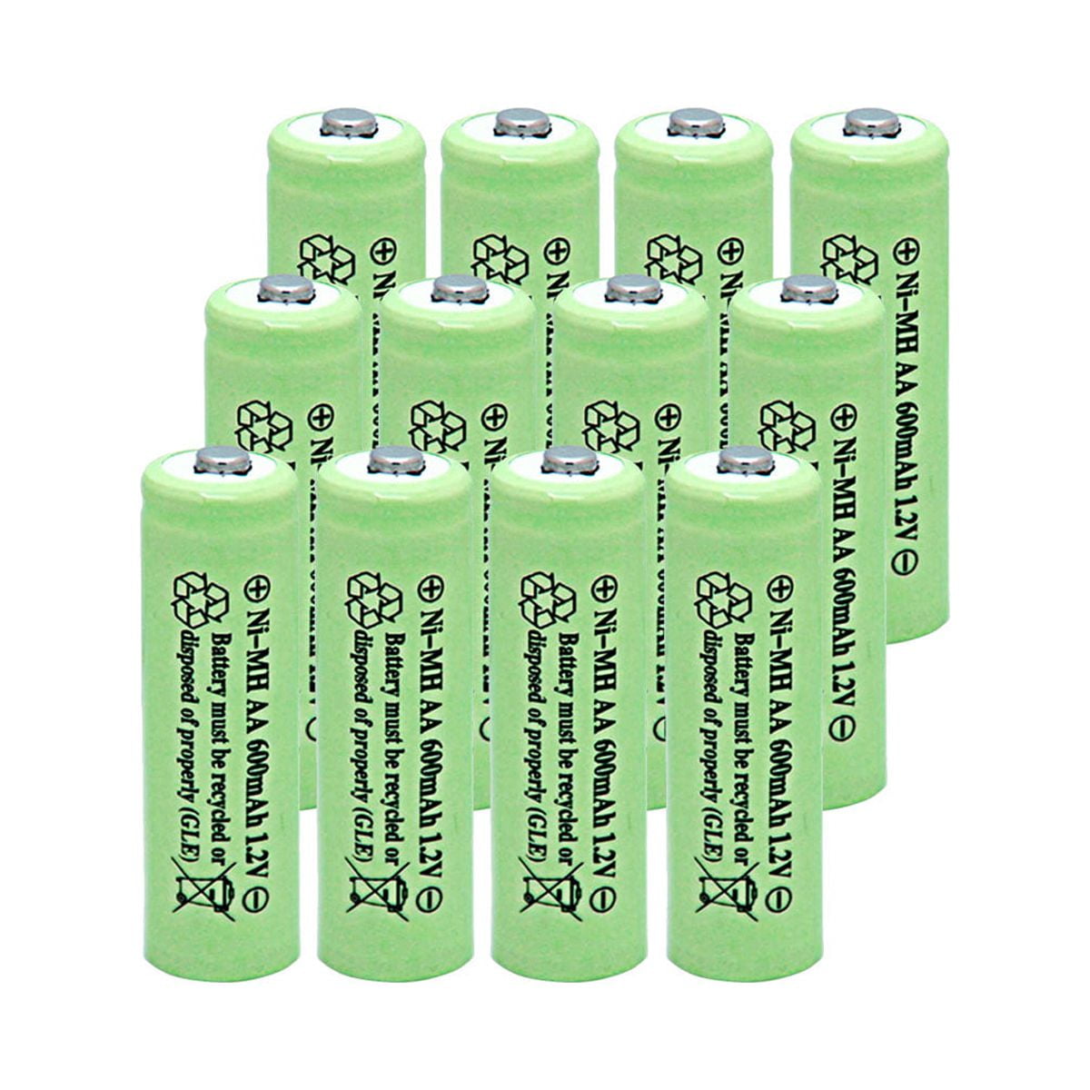 GEILIENERGY AA 600mAh 1.2V Rechargeable Solar Batteries for Outdoors Garden Solar Lights -12 Pack