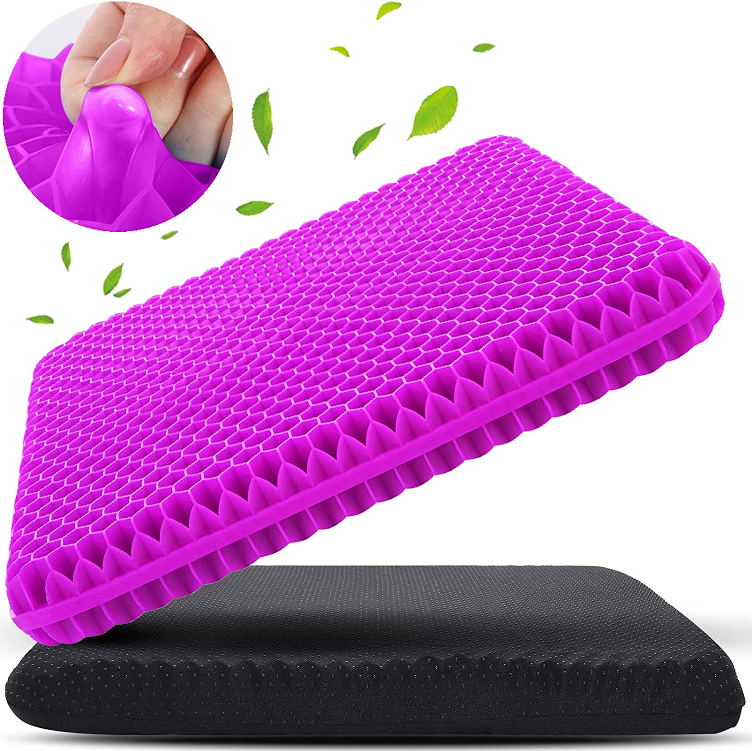 gel seat scushion, double purple gel cushion with non-slip cover ...