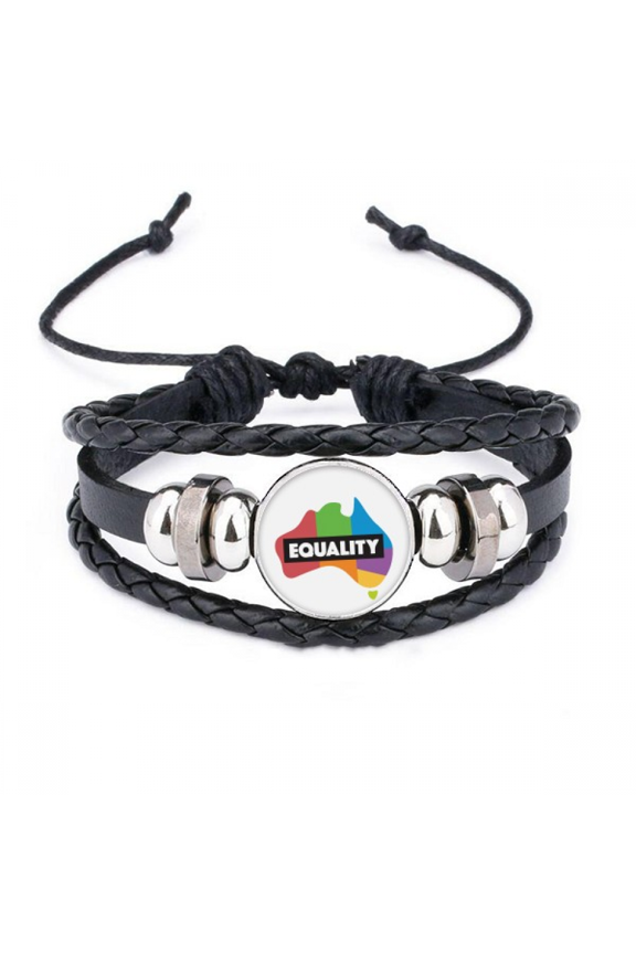 gender difference australian rainbow equality bracelet braided leather woven wristband