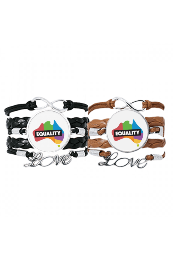 gender difference australian rainbow equality bracelet hand strap leather wristband double set