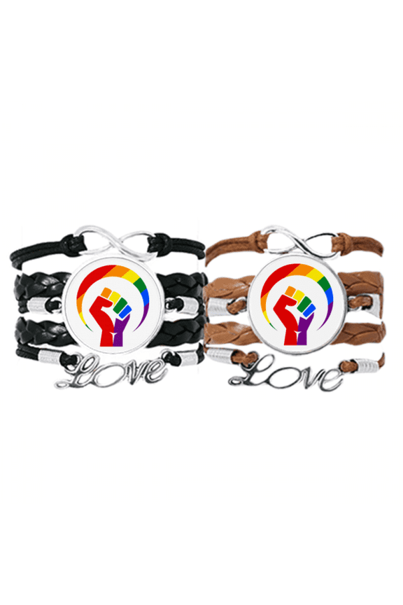 gender differences around rainbow equality bracelet hand strap leather wristband double set
