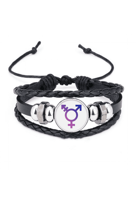 gender identity rainbow equality bracelet braided leather woven wristband