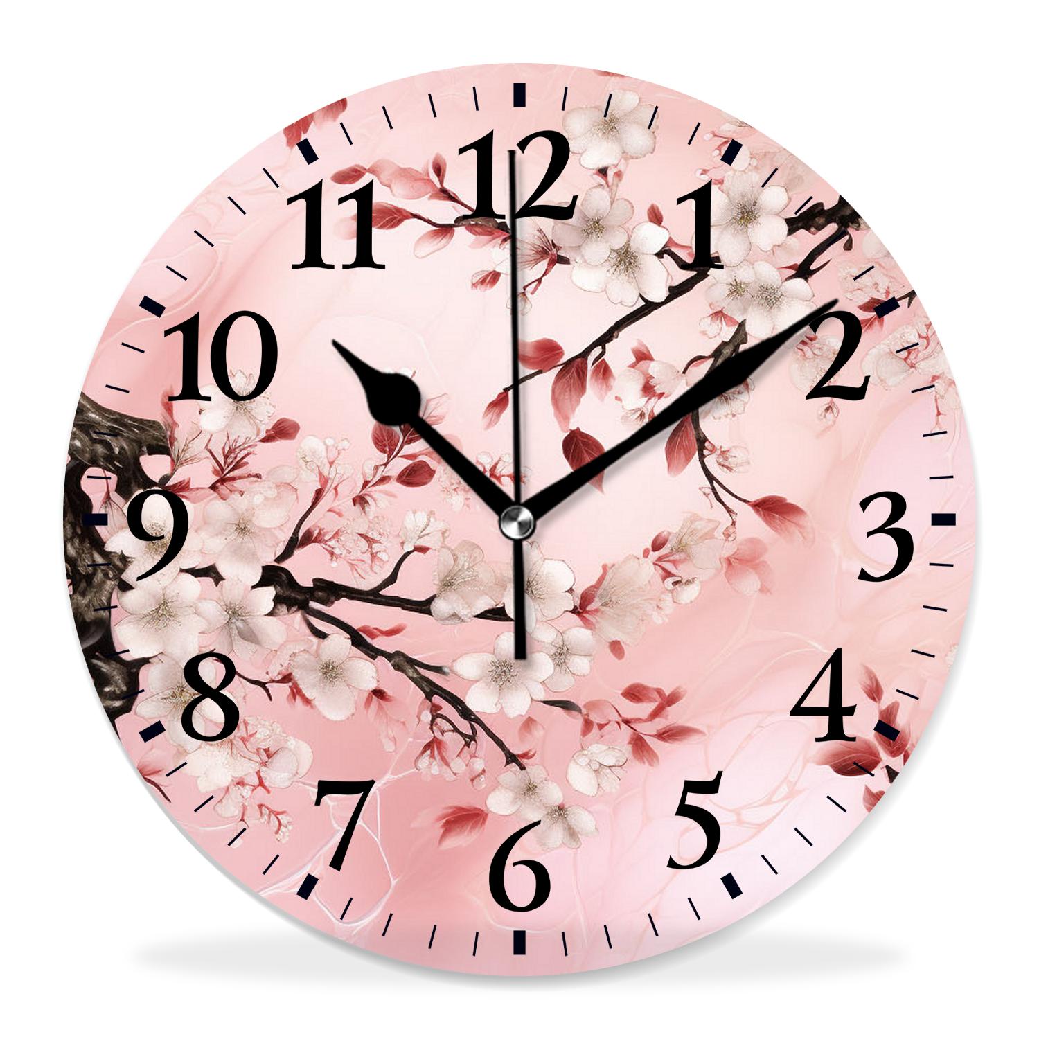generic 10 inch Round Wall Clock,Beautiful Blooming Branches Style