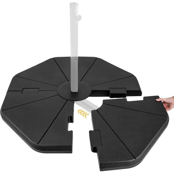 generic 208 lbs Offset Patio Umbrella Base, HDPE 4 PCS Cantilever Umbrella Stand, Water Sand Fillable, Heavy Duty Umbrella Weighted Base for Garden Yard Poolside Outdoor Market