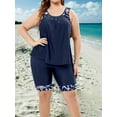 thumbnail image 1 of generic Womens Plus Size Tankini Swimsuits Fashion Print Round Neck Tank Tops with Shorts Athletic Bathing Suit Two Piece Blue 4XL, 1 of 5
