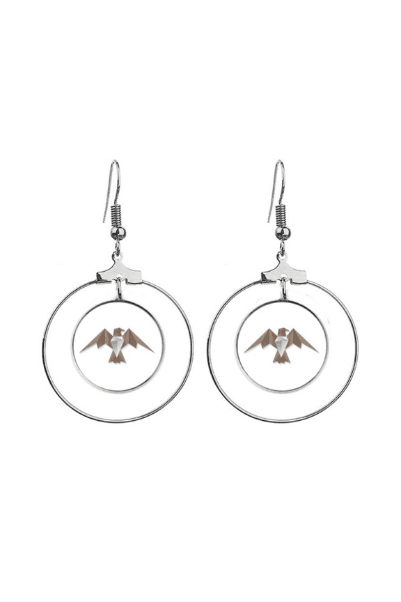 geometric eagle origa pattern earrings dangle hoop jewelry drop circle