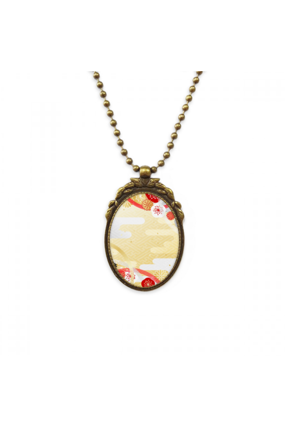 geometry flowers pattern japan antique necklace vintage bead pendant keychain