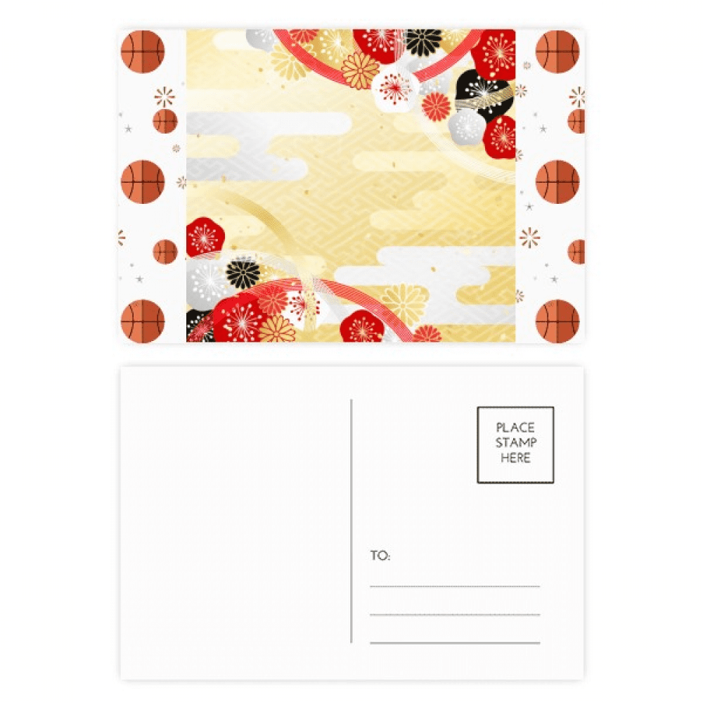 geometry flowers pattern japan basketball postcard set thanks card mailing side 20pcs