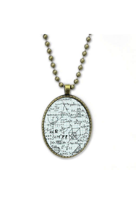 geometry mathematical formulas calculus figure necklace vintage chain bead pendant jewelry collection