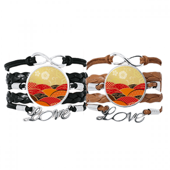 geometry pattern japan bracelet hand strap leather wristband double set