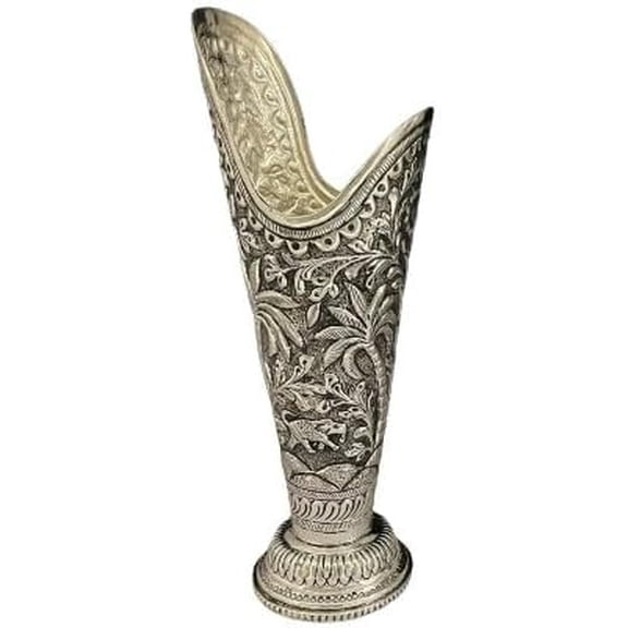 german silver fully carved forest theme flower vase for home dcor/ gift item