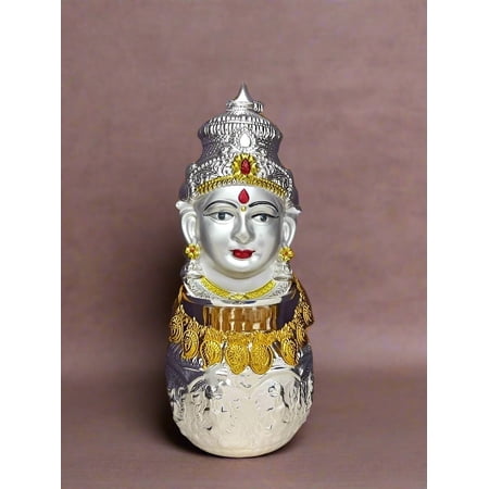 german silver lakshmi face with ashtalakshmi kalash and mala for varalakshmi pooja/ diwali